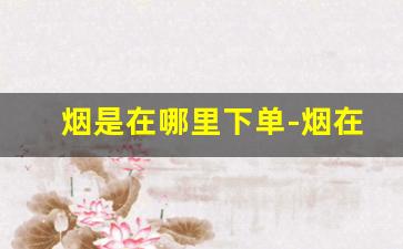 烟是在哪里下单-烟在平台怎么下单